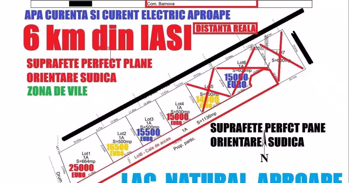 Bucium, 630 mp , 15000 euro,NUMAI 6 km din Iași, ZONĂ SUPERBĂ!!!