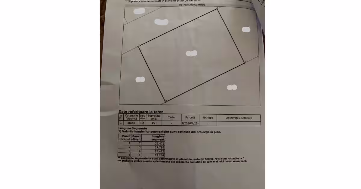 Teren 453mp Miroslava - vis a vis de Alin  Automobile  COD  161339