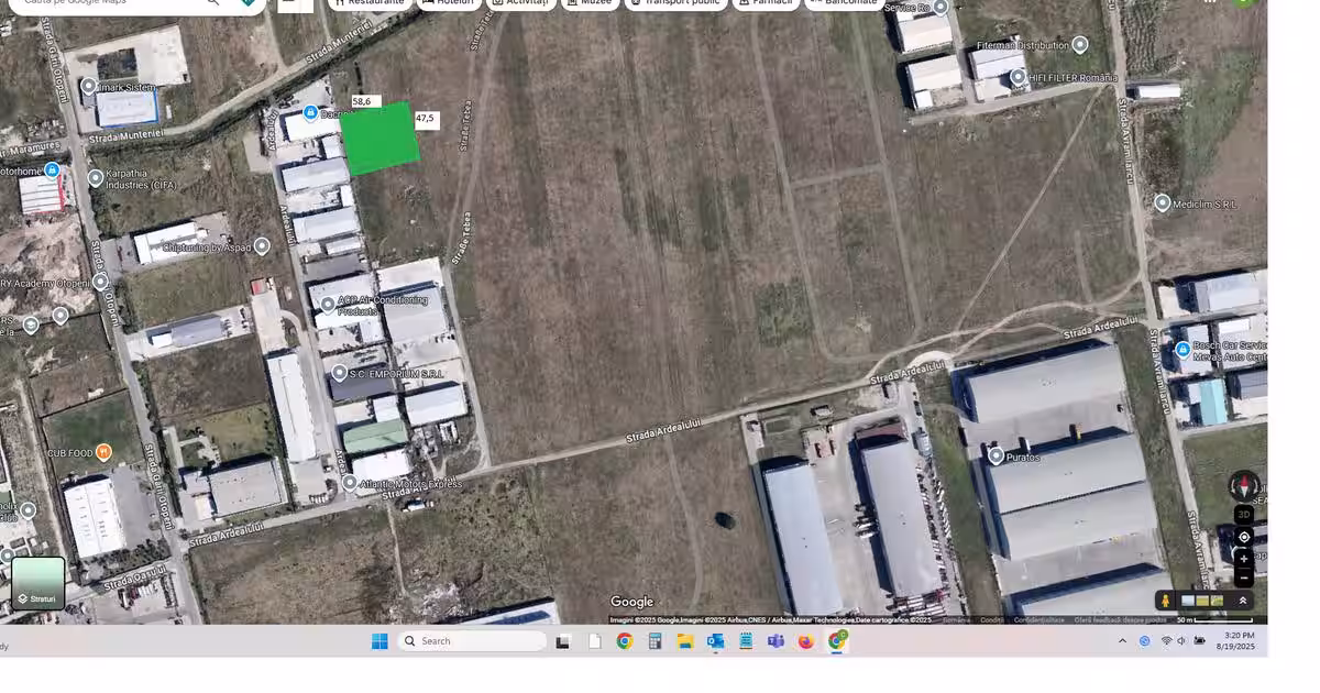 Teren Ardealului 3126 mp / post Trafo pe teren / POT=85% / constructie Hala