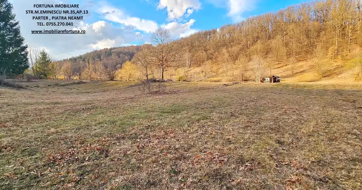 Teren ideal Casa de vacanta/Pastravarie, sat Cuejdiu,com.Garcina