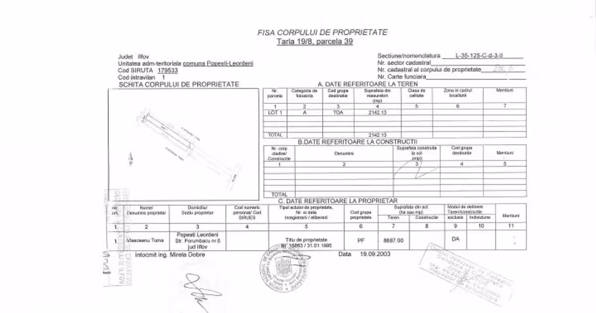Vand teren Popesti - Sos Viilor - Tarla 19/8 Parcela 39