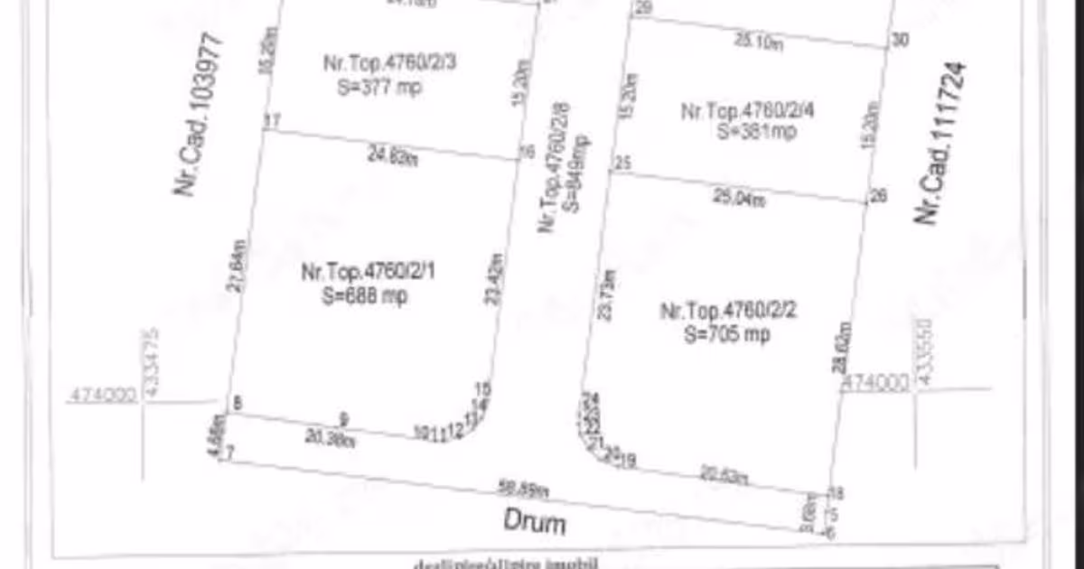 Teren Construcții intravilan de 4247 mp, în zona Hipodrom 4, Sibiu