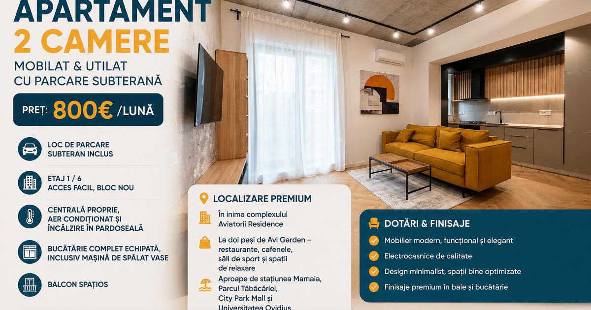 ✅Premium: mașină de spălat vase · parcare privată- Aviatorii Residence Constanța