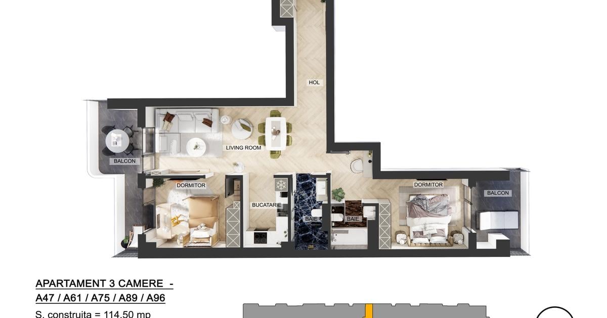 Apartament NOU 3 camere mobilat si utilat la cheie | direct dezvoltator