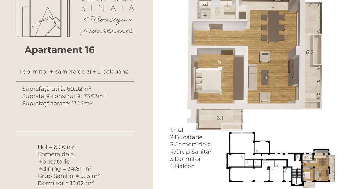 Apartament semidecomandat cu 2 camere în Sinaia