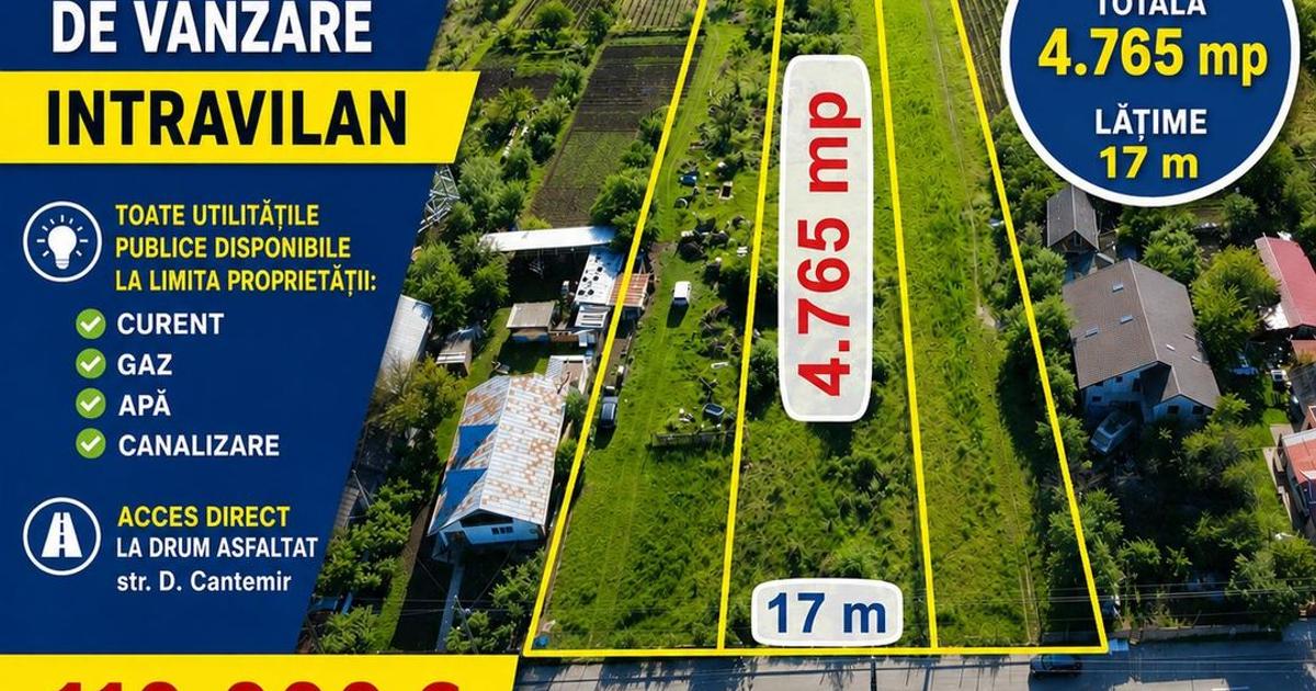TEREN intravilan 5.000 mp, VASLUI - str. Dimitrie CANTEMIR;