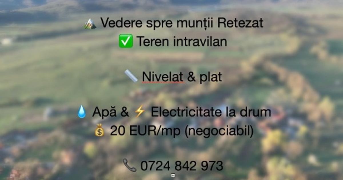 Teren intravilan 2.000 mp de vânzare – Cârnești, Țara Hațegului | vedere Retezat