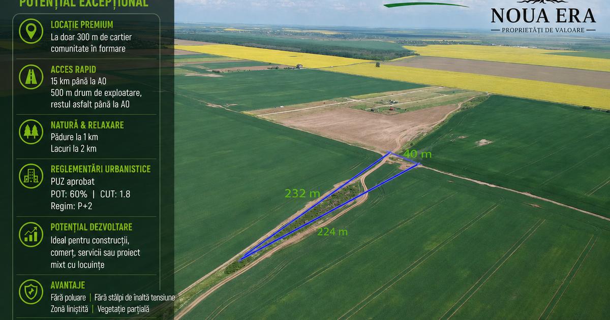 🌿Retras-Teren intravilan 4750 mp cu PUZ aprobat | 15 km A0 | POT 60% | CUT 1.8