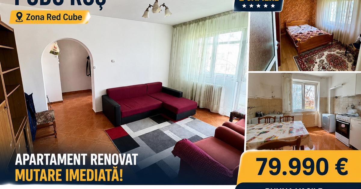 PODU ROS - RESTAURANT ODEON - 2 CAMERE - 52MP - ETAJ INTERMEDIAR - GEAM LA BAIE - 79.990 EURO