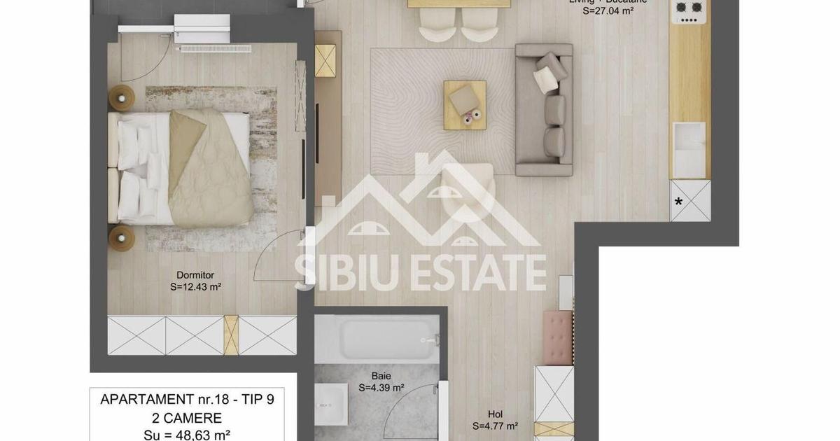Apartament 2 camere, Doamna Stanca, Selimbar