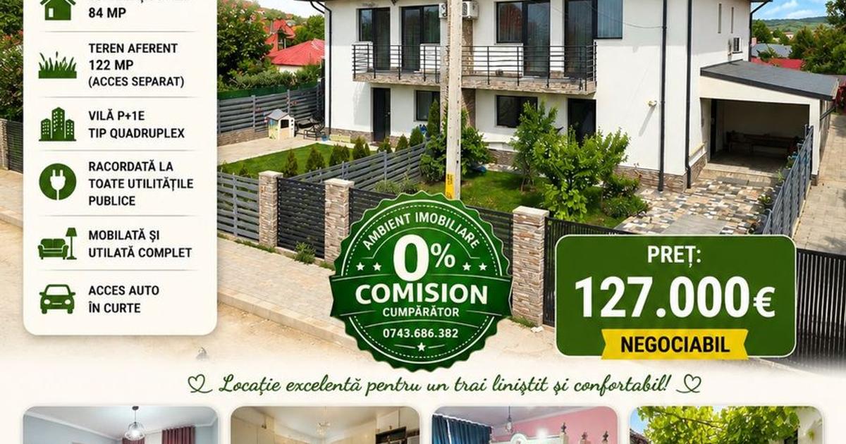 CASA P+1E mobilată și utilată, curte proprie 122 mp, zona Moara Grecilor;
