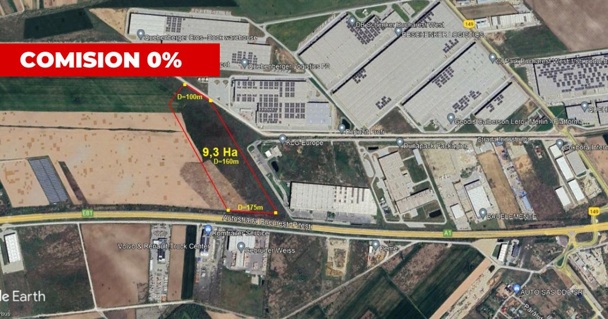 Teren intravilan industrial-logistic 93.000 mp / A1 km 23 / POT 60%, CUT 4,2