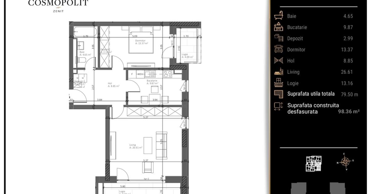 Apartament 2 Camere – Cosmopolit ZENIT Bloc C