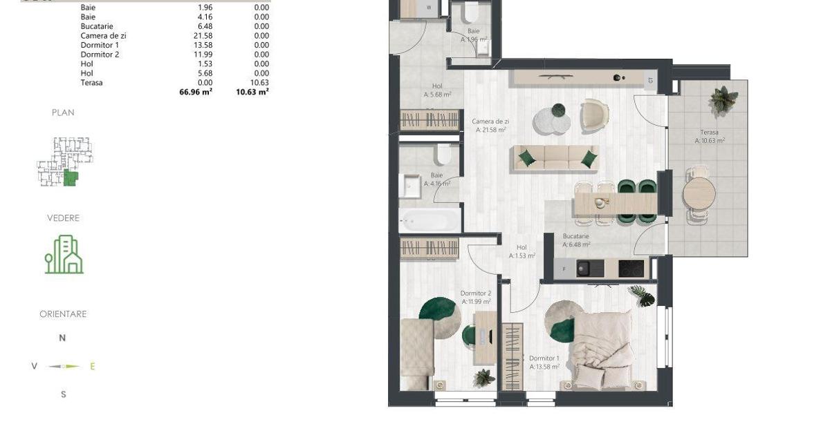 Apartament 3 camere, 2 bai, zona Lipovei - bloc nZEB - COMISION 0%