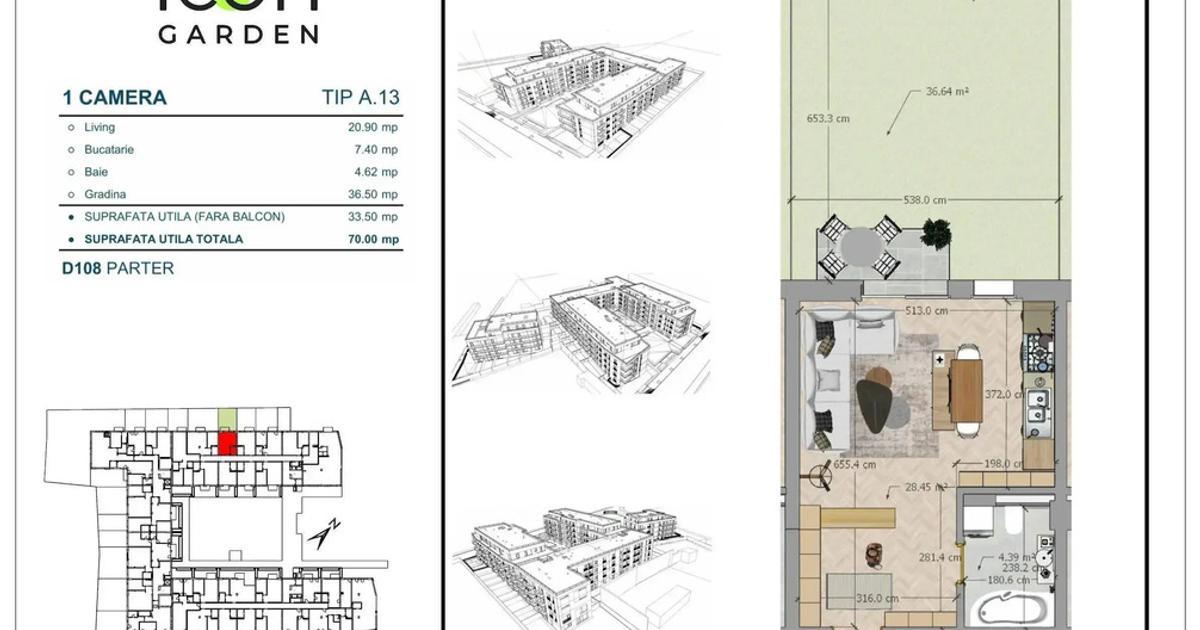 Garsonieră cu grădină privată - ansamblul ICON Garden, nou - finalizat