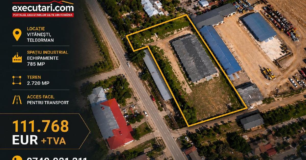 Spațiu Industrial + Echipamente-785 mp + Teren-2.720mp , Vitanesti