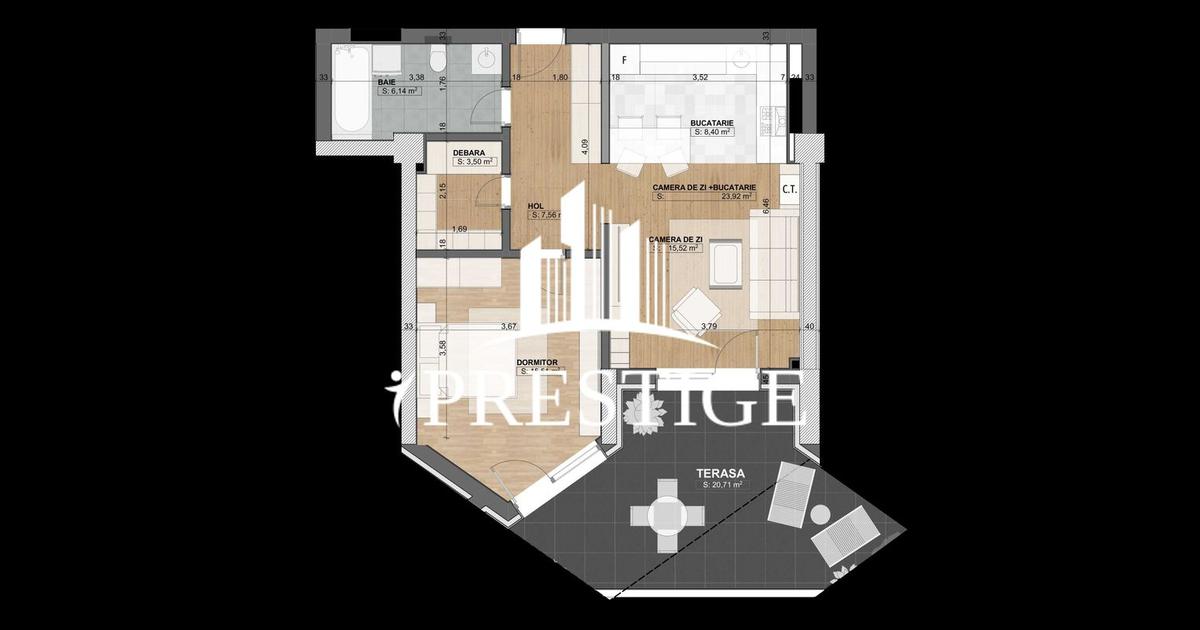 APARTAMENT 2 CAMERE ÎN ANSAMBLUL EVOLUTION, TERASĂ, LOC DE PARCARE