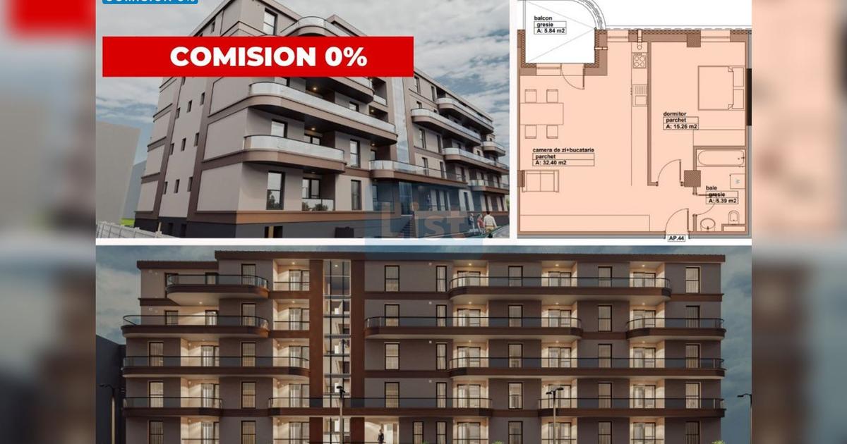 Apartament de vanzare, 2 camere, lift, bloc nou, finisat, comision 0%