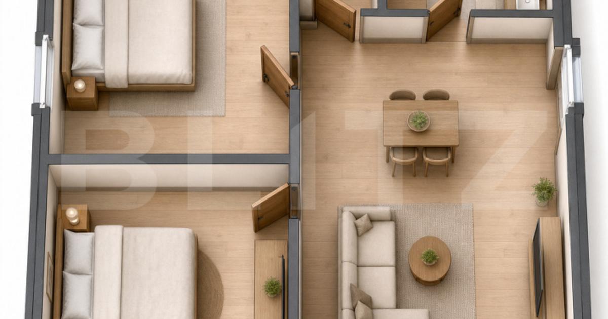 Apartament cu 3 camere, 52,69 mp, la parter