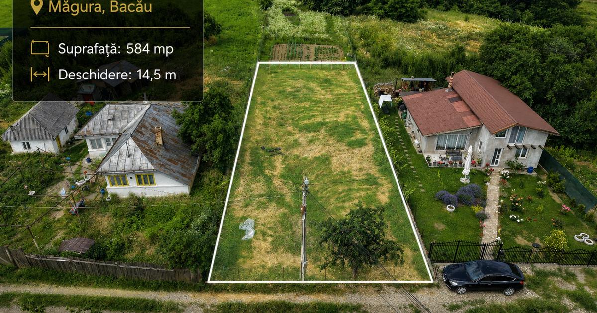 Teren intravilan de vanzare 584 mp, deschidere 14,5 ml Magura - Bacau