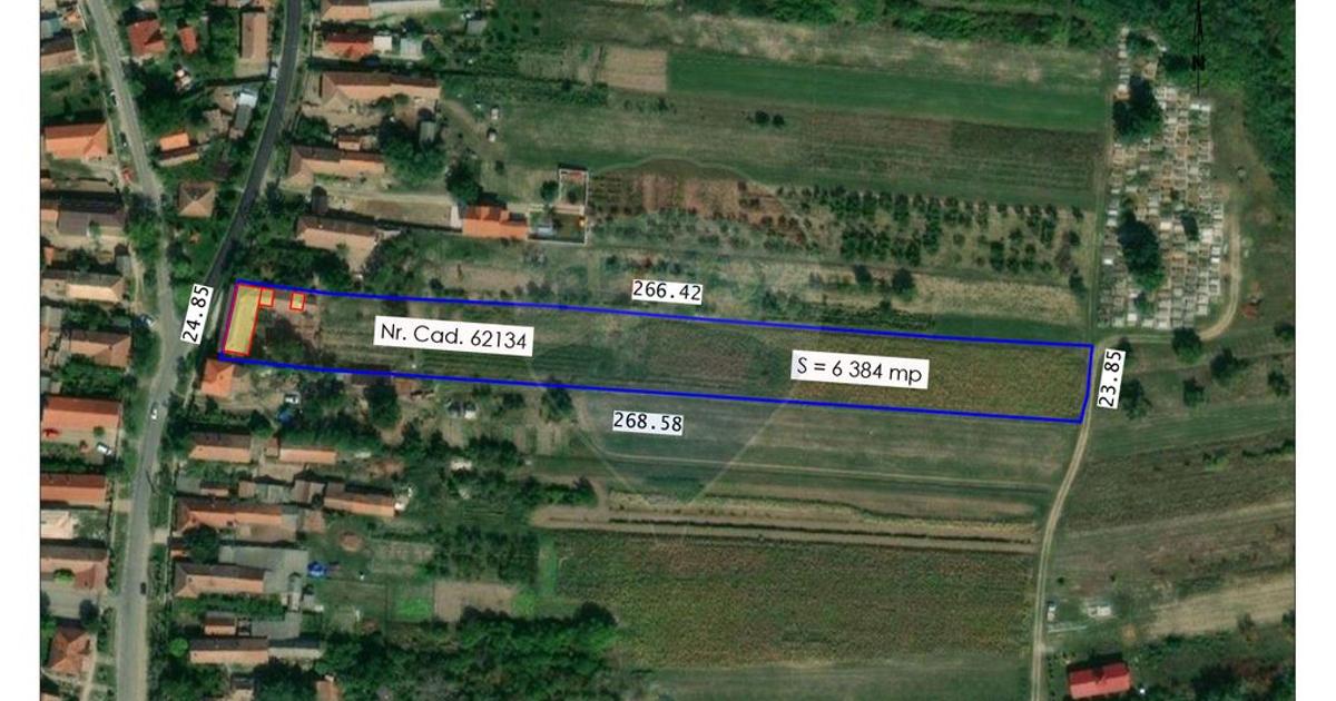 De vânzare teren intravilan, 6.384 mp cu dublu front, în Paleu