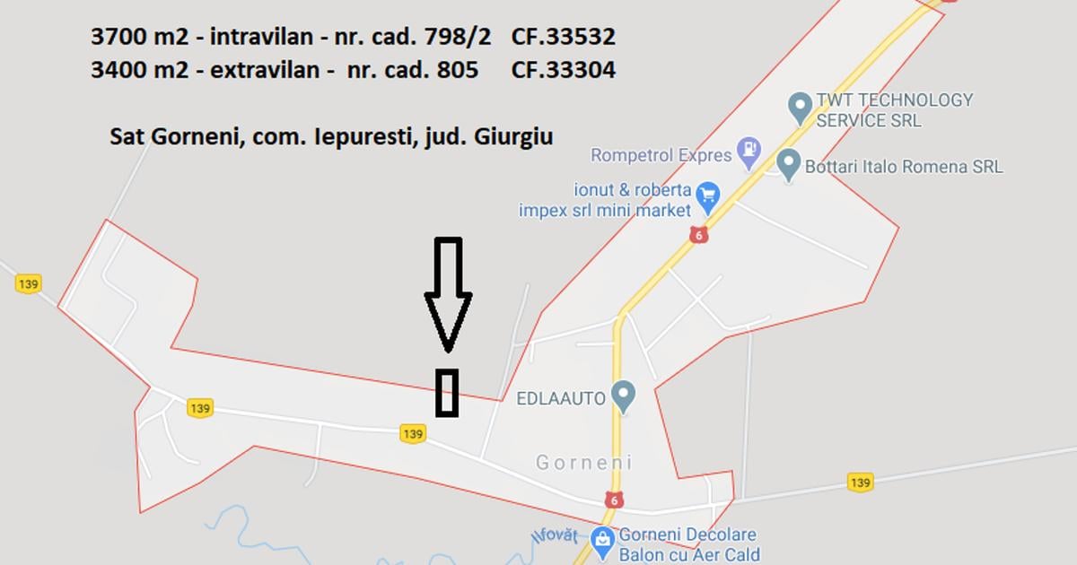 Vand teren Gorneni/Iepuresti/Giurgiu 3700 intravilan + 3400 extravilan