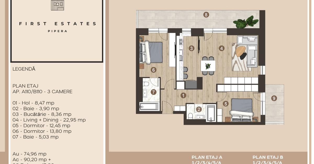 Apartament decomandat cu 3 camere în zona Pipera, Sector 1