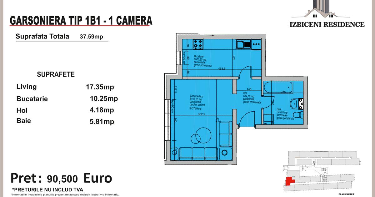 Garsonieră decomandată în zona Bucureștii Noi, Sector 1