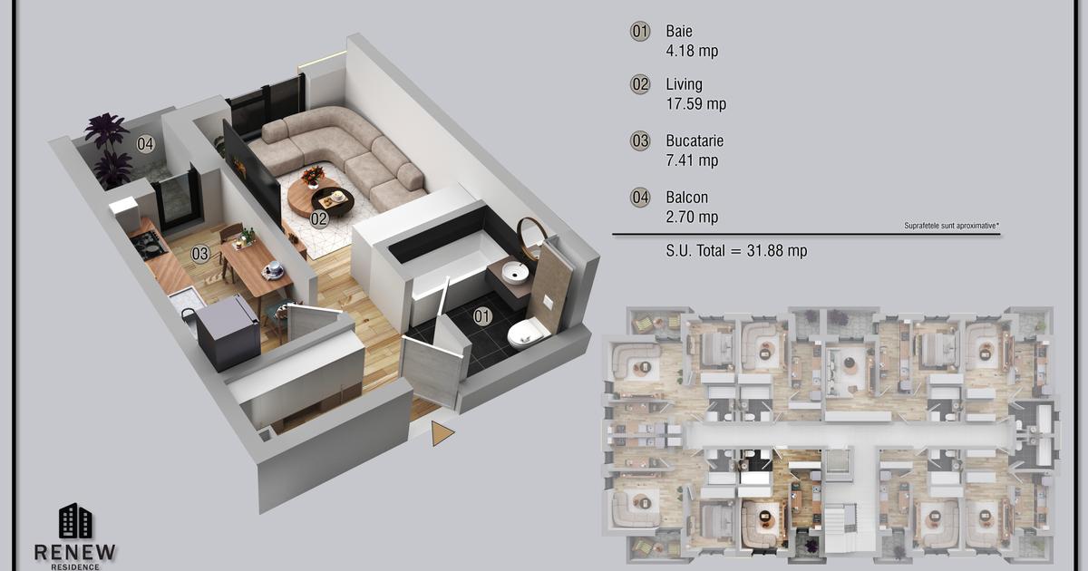 Garsonieră decomandată în zona Militari, Sector 6