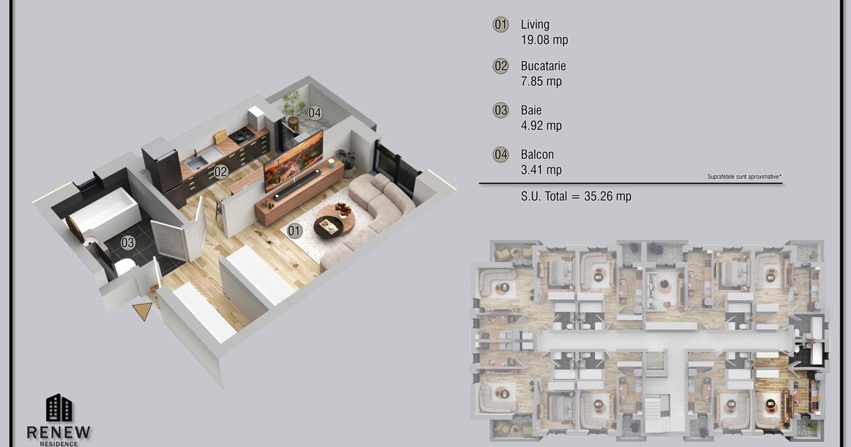 Garsonieră decomandată în zona Militari, Sector 6